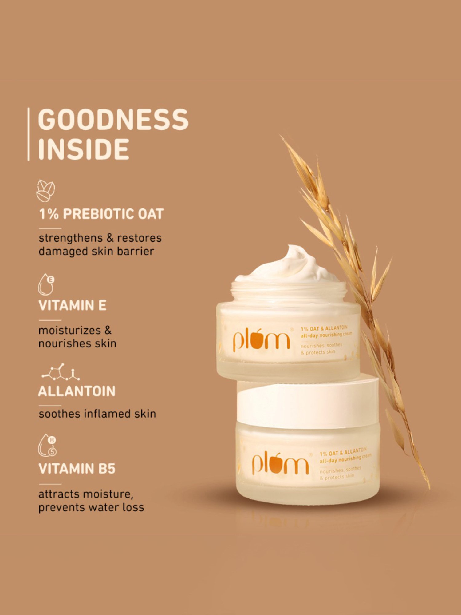 Plum 1% Oat & Allantoin All-Day Nourishing Face Cream - 50 gm