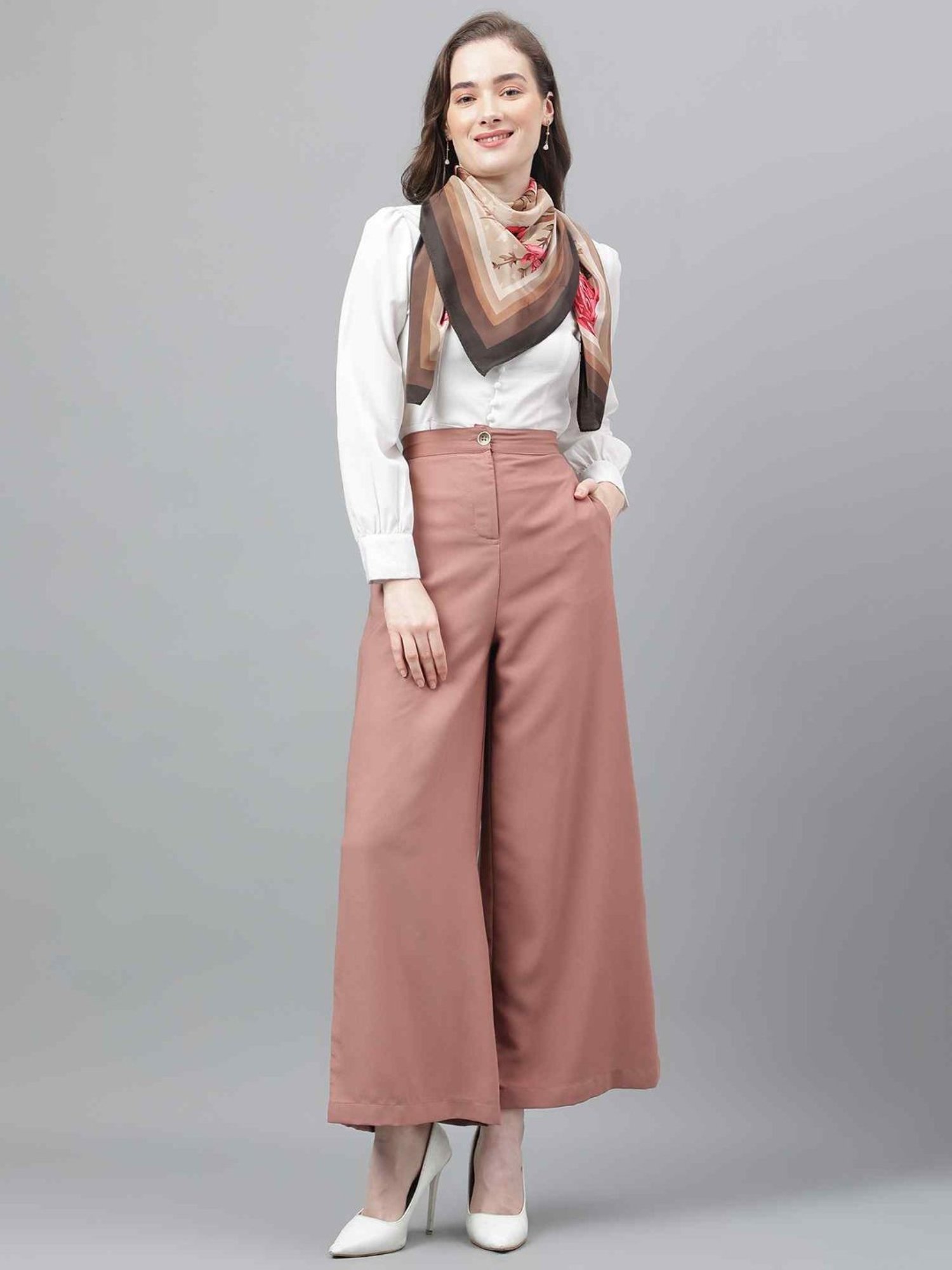 Tossido Beige Floral Scarf & Bag Scarf Set