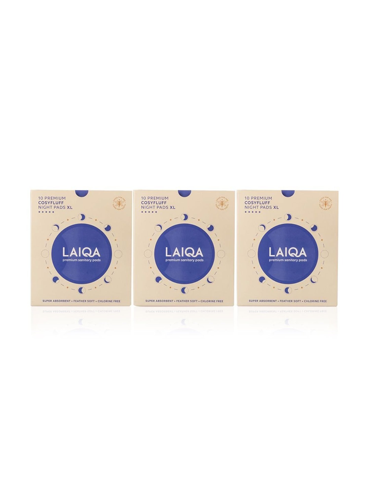 LAIQA Heavy Flow Xtra Large Night Pads (Pack of 3) - 30 Pads
