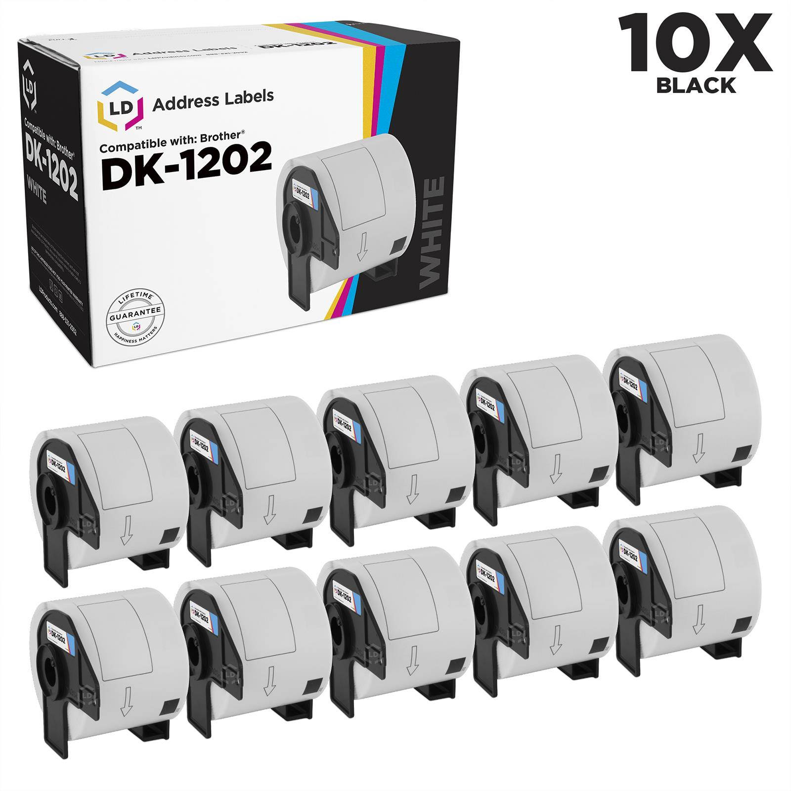LD Compatible Replacement for Brother DK-1202 Shipping Labels - 2.4 in x 3.9 in (62 mm x 100 mm) 10-Pack for P-Touch QL-1050, QL-1050N, QL-1060N, QL-500, QL-550, QL-570, QL-580N, QL-700, QL-710W