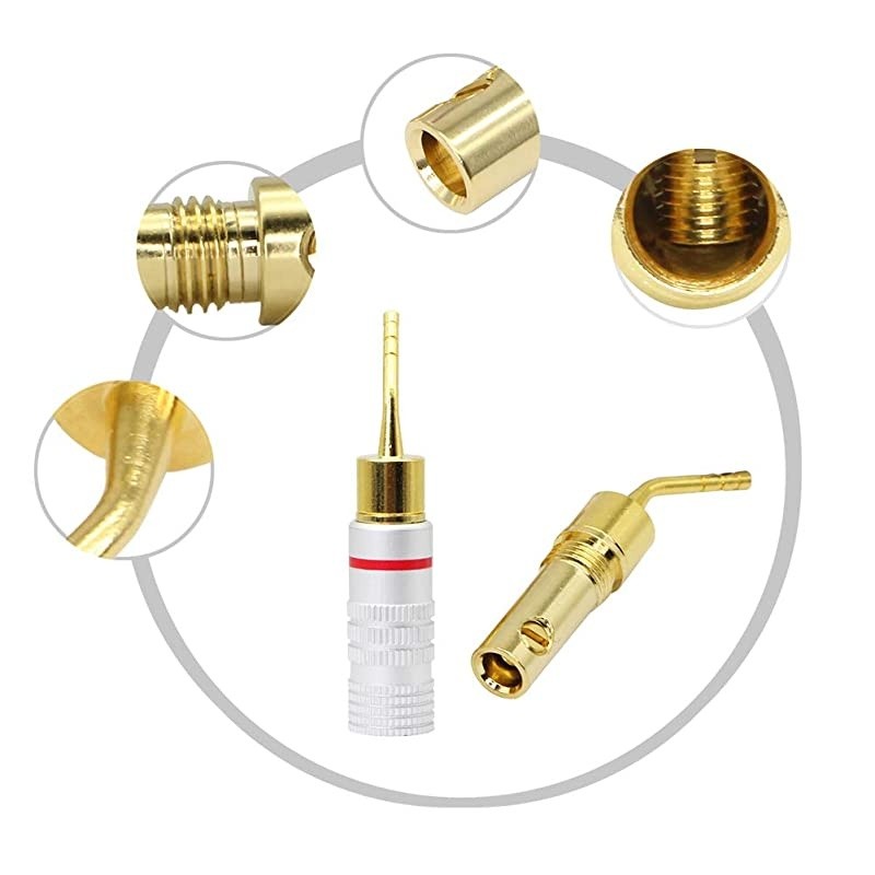 Gold Plated 2mm Banana Plug Screw Type Audio Speaker Pin Plugs Cable Connector Adapter(4pcs)