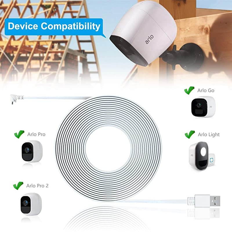 QC 3.0 Charger Brick with 30 Feet Right Angled Micro USB Power Cable,Quick Charger Power Adapter and Charging Cord,Outdoor Power Supple for Arlo Pro,Arlo Pro 2,Arlo Go,Arlo Security Light