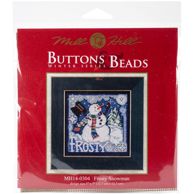 Mill Hill Buttons & Beads Counted Cross Stitch Kit 5"X5"-Frosty Snowman Winter (14 Count)