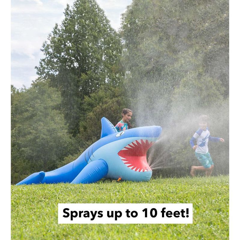 HearthSong - Kids 8'L Giant Inflatable Shark Sprinkler for Kids' Outdoor Active Water Play, 8'L x 4 1/2 'W x 3 1/2 'H
