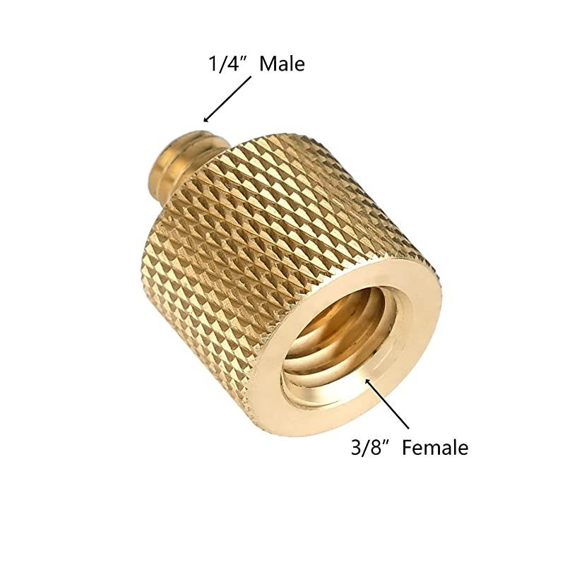 3816 Female to 1420 Male Screw Adapter Tripod Thread Reducer Camera Converter Screw Brass 2Pack
