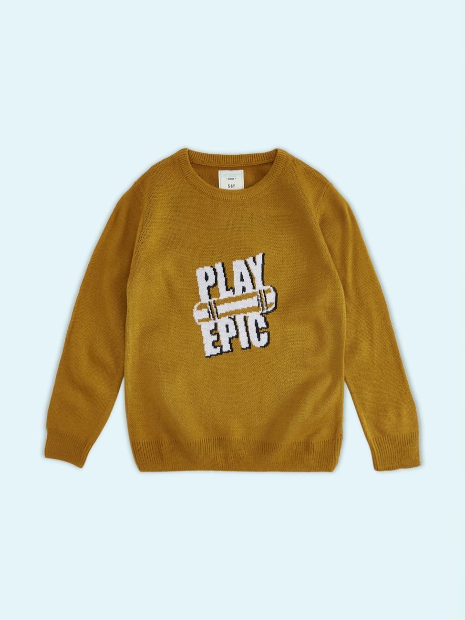 Pantaloons Junior Yellow Printed Full Sleeves Sweater