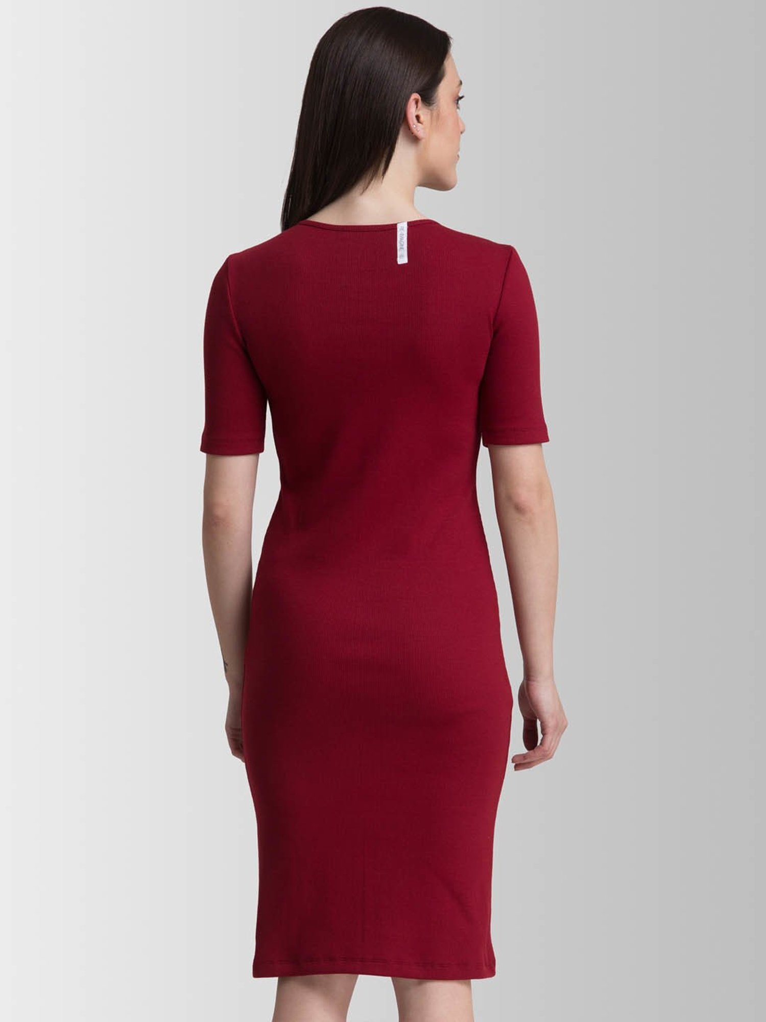 FableStreet Maroon Above Knee Bodycon Dress