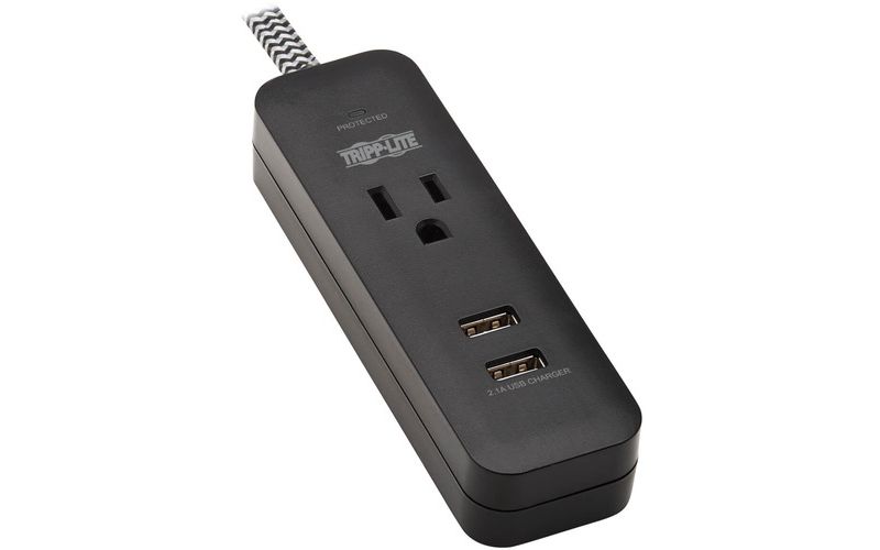 Monoprice 2 Outlet Surge Protector Wall Tap with 2 USB Charging Ports 3.4A, 450 Joules, White