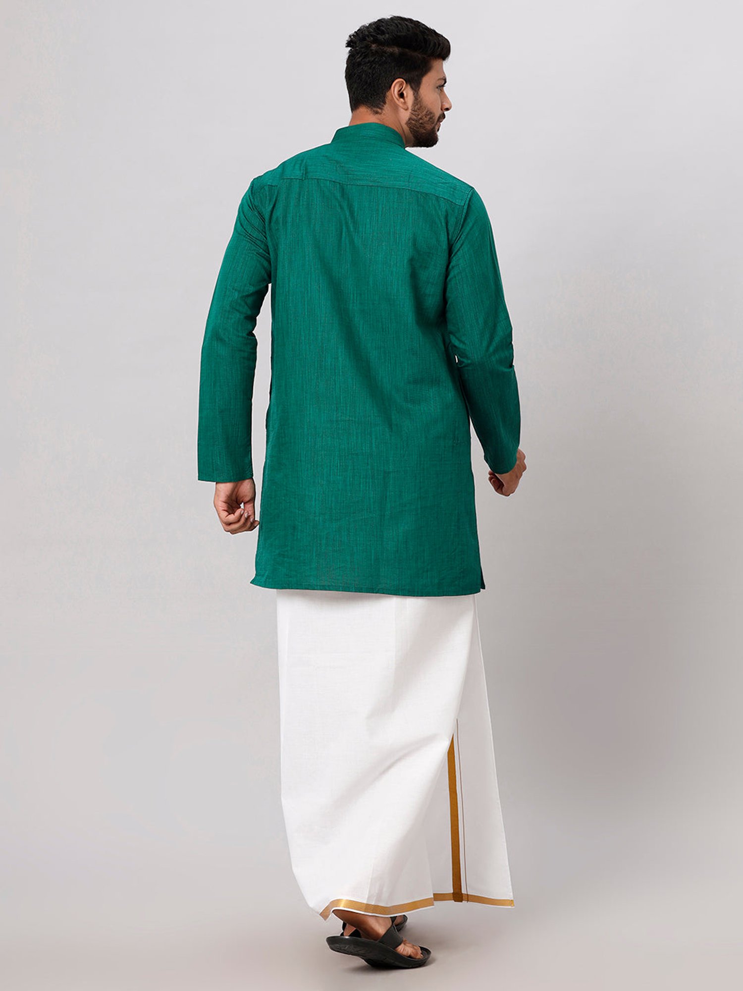 Ramraj Green Cotton Regular Fit Kurta Set with Bottom