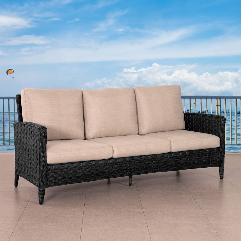 Tahoe Outdoor Three-Seater Sofa - Brown Wicker - Serta