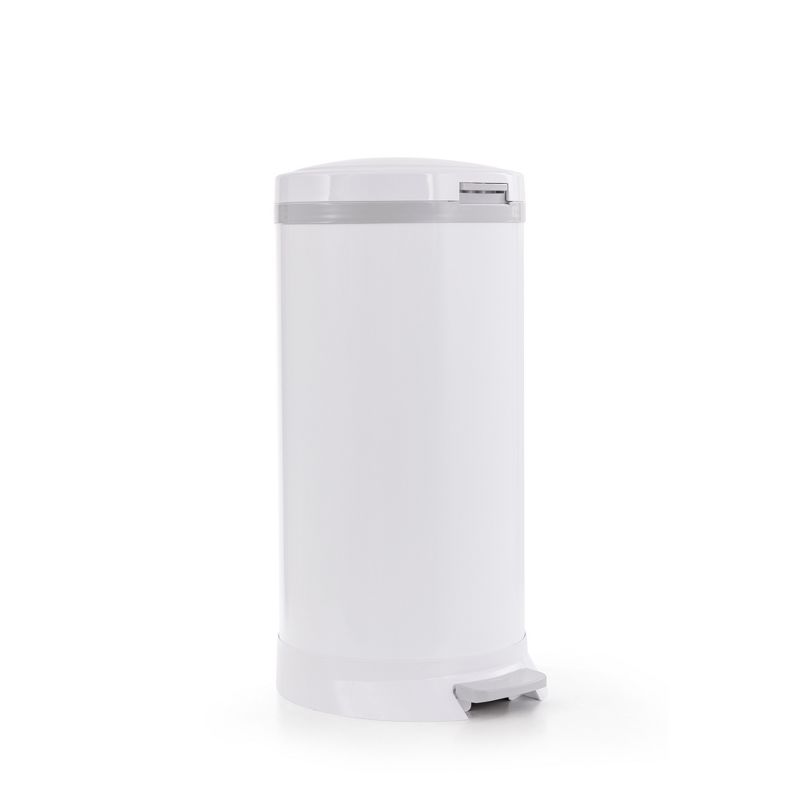 Bubula Step Premium Steel & Aluminum Diaper Waste Pail with Air Tight Lid and Security Lock for Nursery or Any Room Use, White