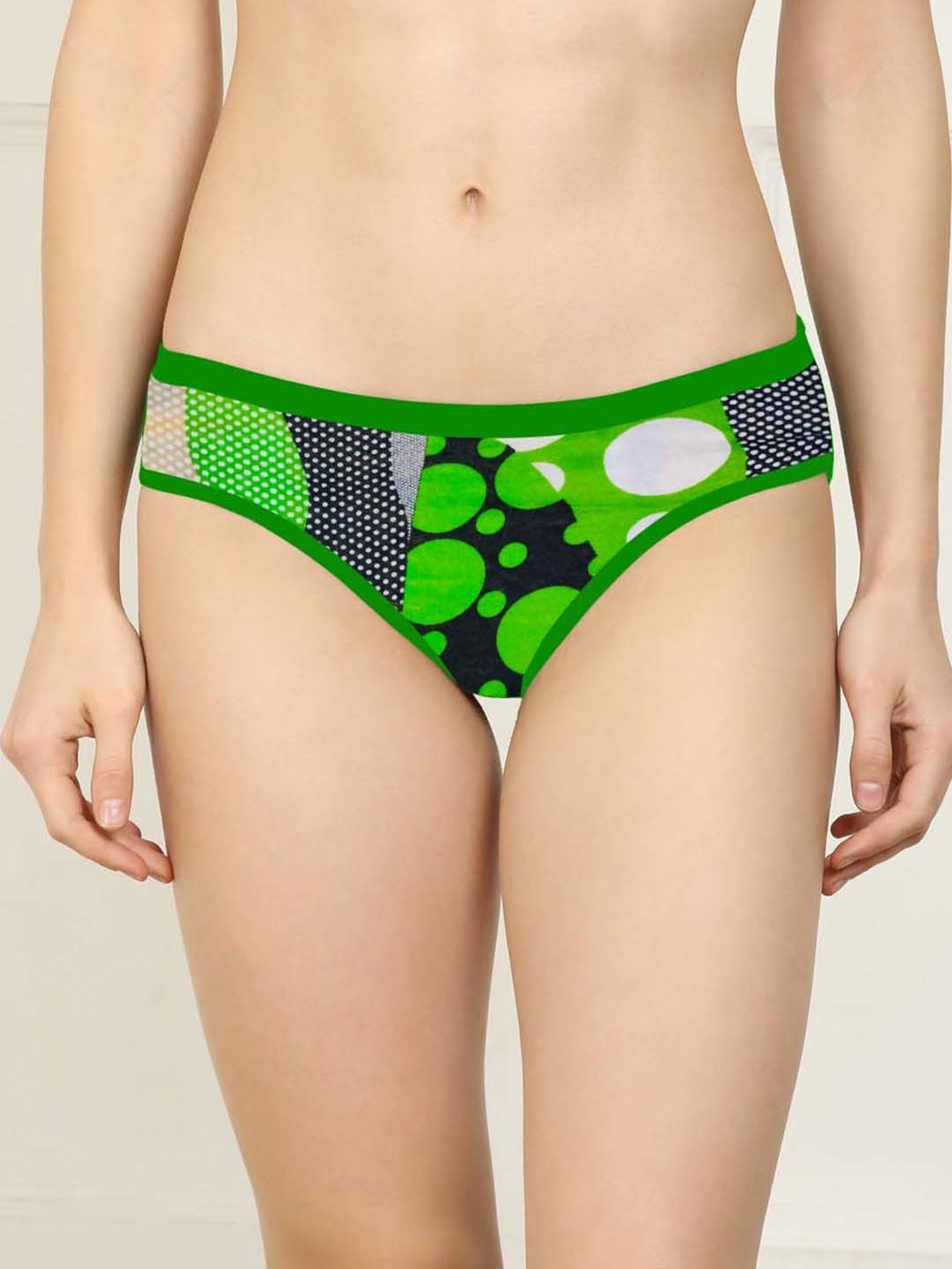 AROUSY Black & Green Printed Hipster Panties - Pack Of 6
