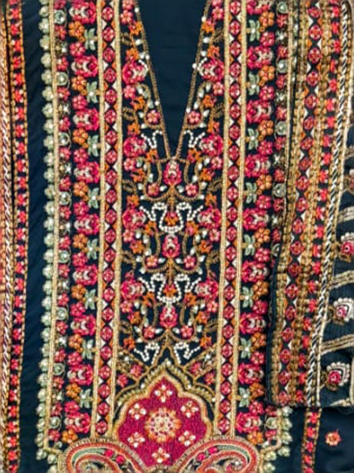 Odette Teal Blue Embroidered Unstitched Dress Material