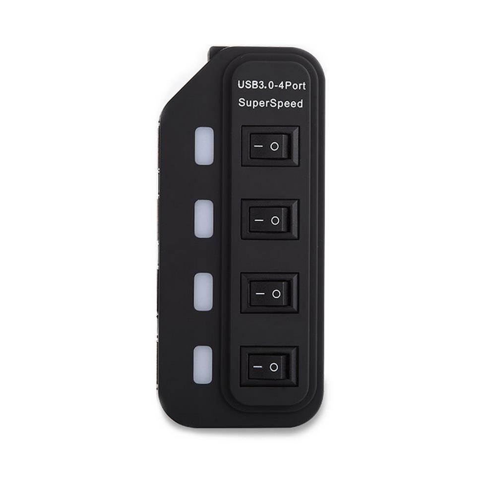 axGear USB 3.0 HUB 4 Port High Speed Data Transfer With Power Adapter LED On / Off Switch
