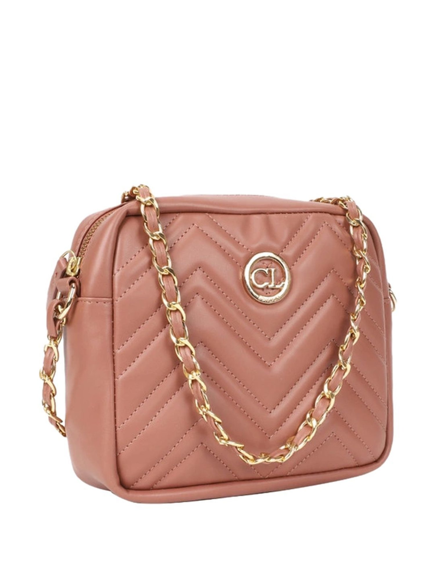 Carlton London Pink Quilted Medium Sling Handbag