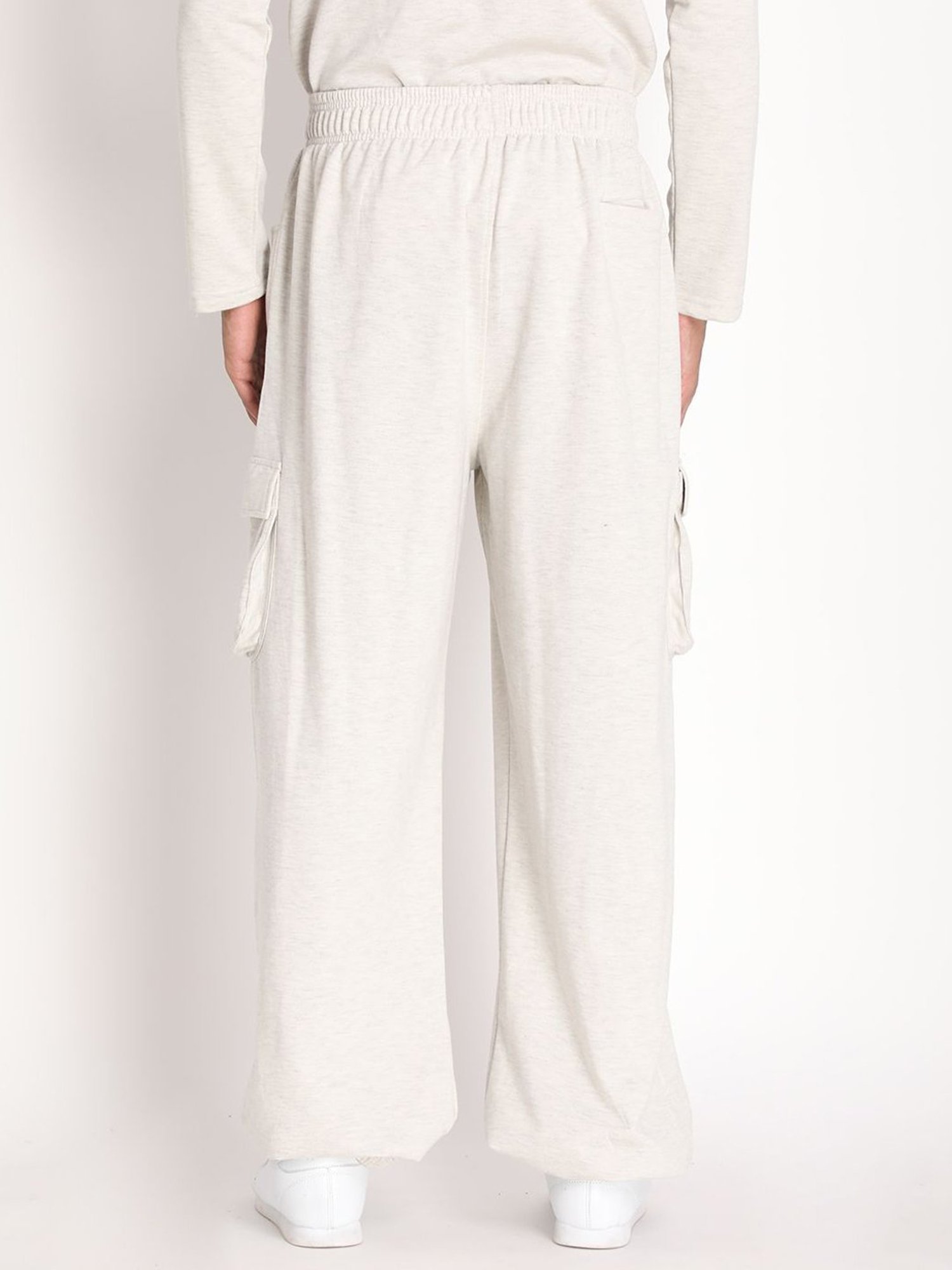 Chkokko Off White Cotton Relaxed Fit Track Pants