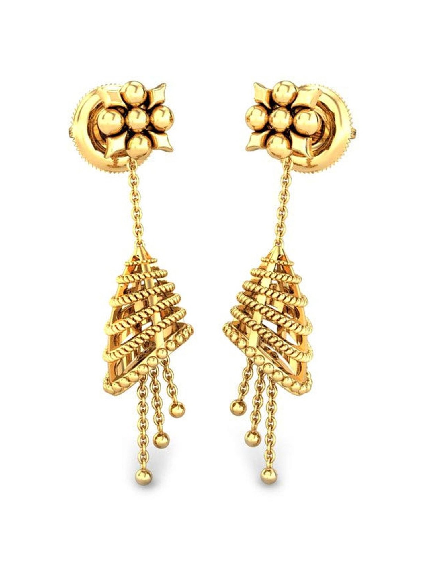 Candere by Kalyan Jewellers Peacock Collection 18k Yellow Gold Dangler Earrings
