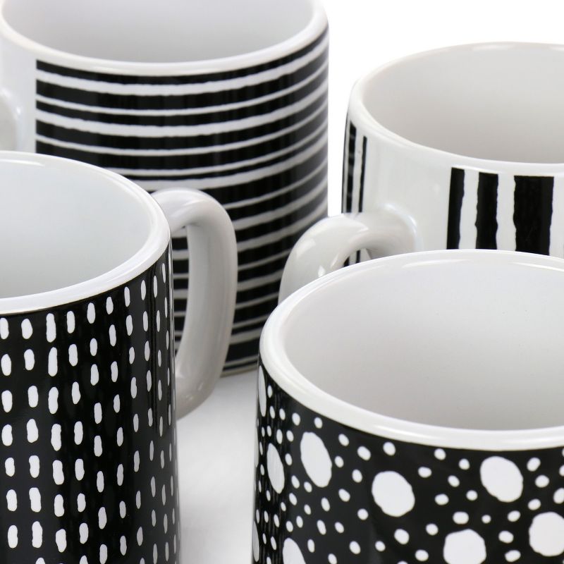 Mr. Coffee Napoli Caffe 4 Piece 17 Ounce Stoneware Assorted Mug Set in Black