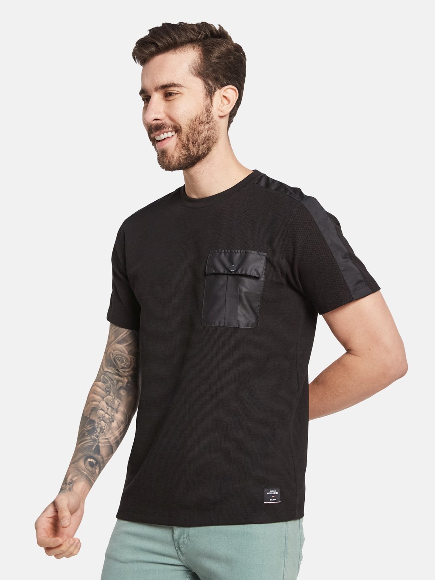 Octave Black Regular Fit T-Shirt