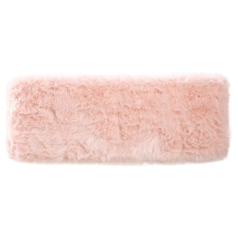 Faux Fur Rectangle Bench - Pink - HomePop