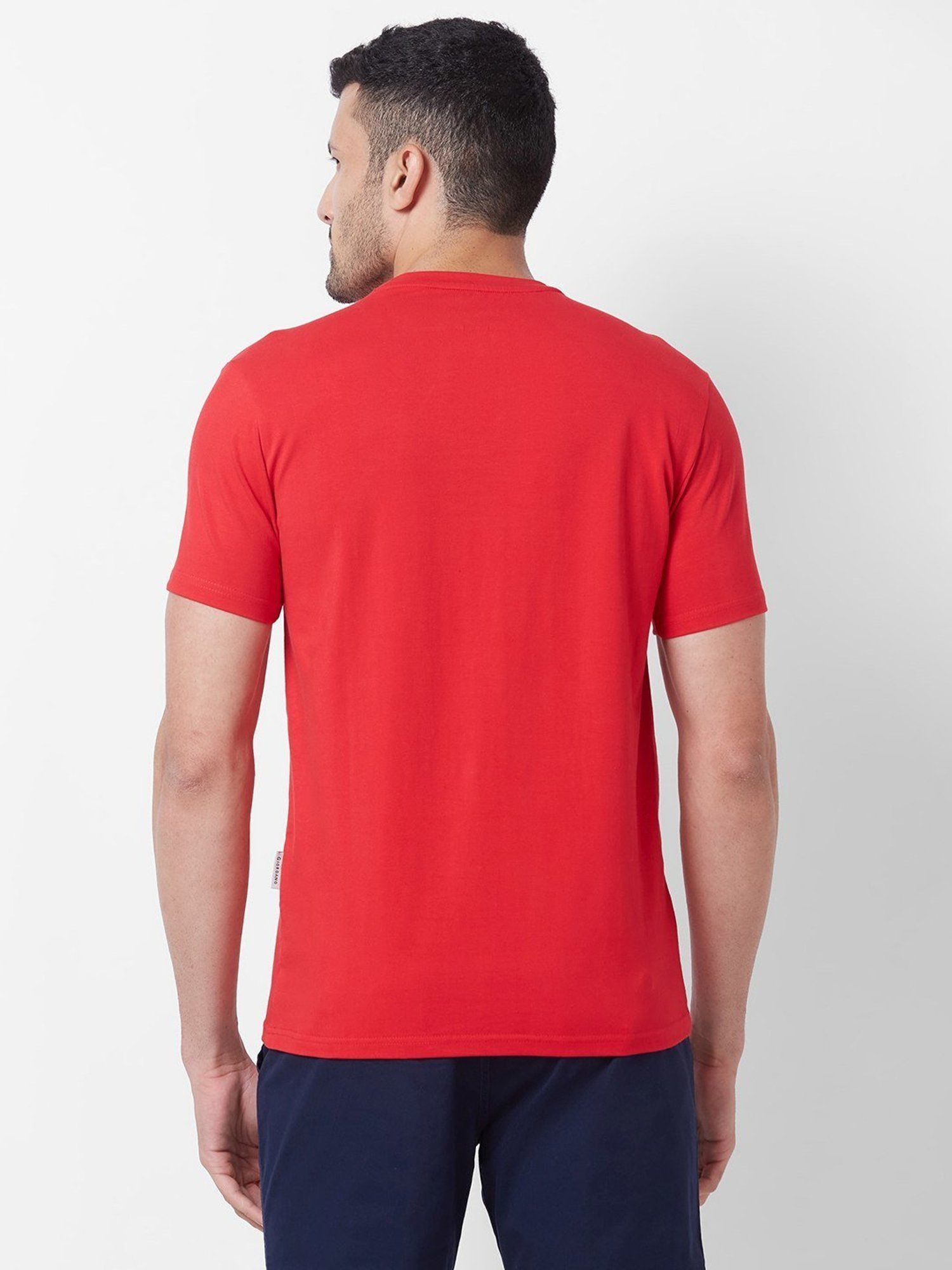 Giordano Red Cotton Slim Fit T-Shirt