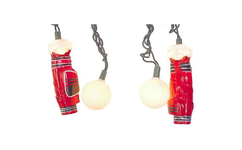Kurt S. Adler 10-Piece Golf Bags & Balls Novelty Patio Christmas Light Set #UL0413