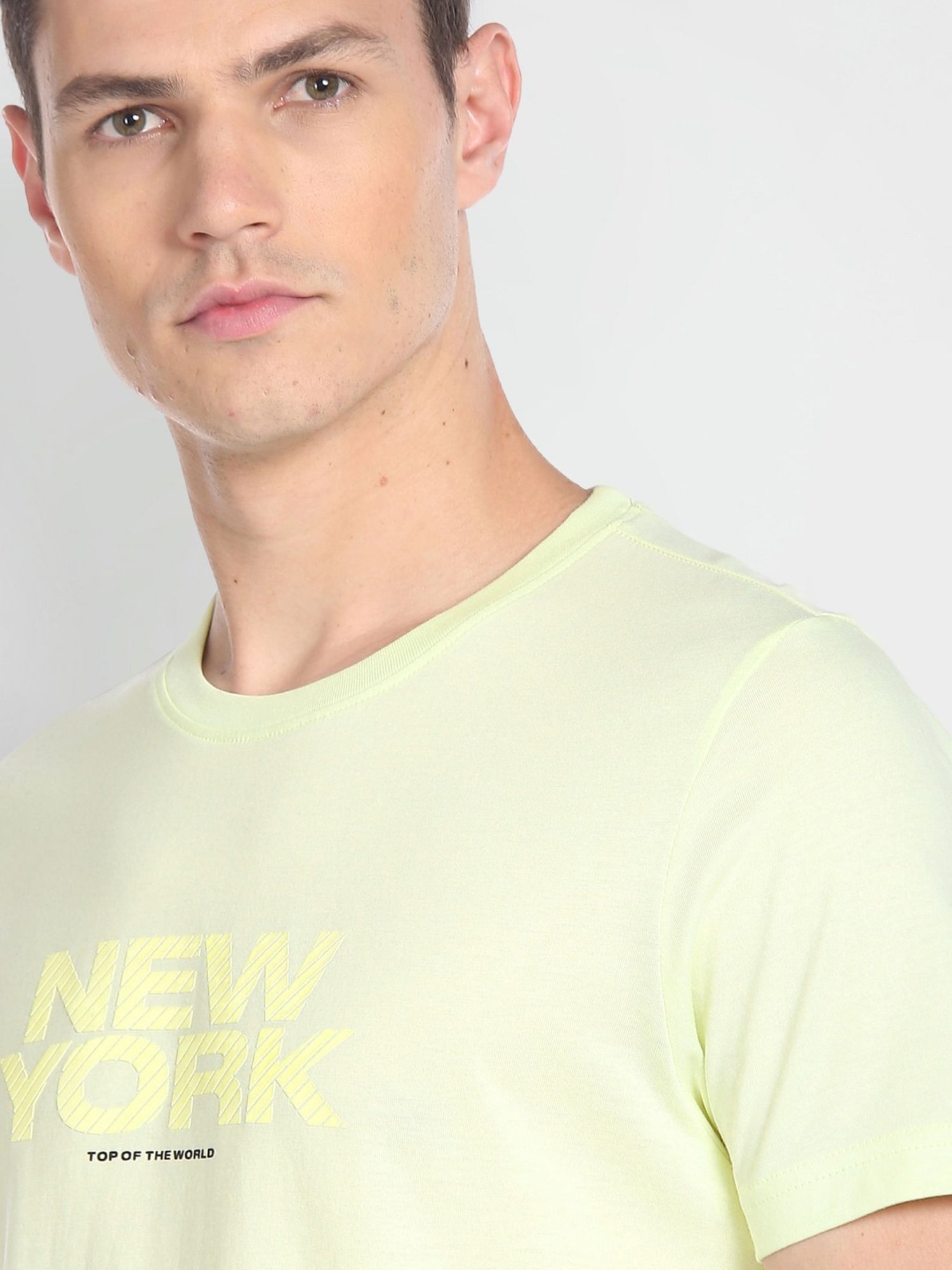 Arrow Sport Lemon Cotton Regular Fit Printed T-Shirt