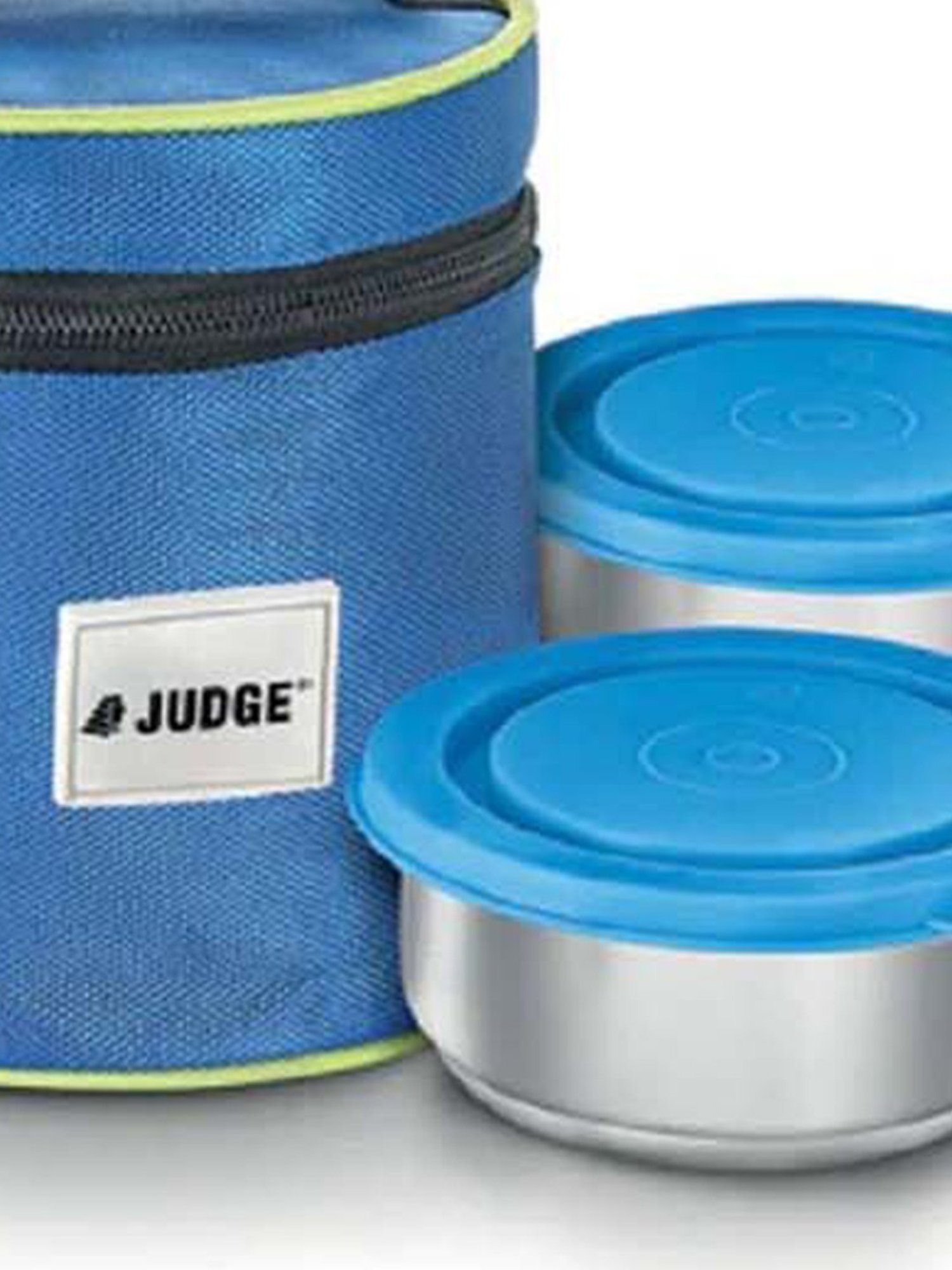 JUDGE Silver & Blue Stainless Steel Insulated Lunch Box With Bag (0.33 L) - Set of 2