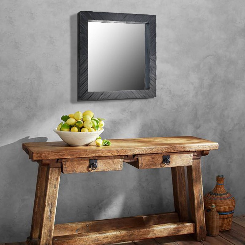 Wood Chevron Decorative Wall Mirror Black - Stonebriar Collection