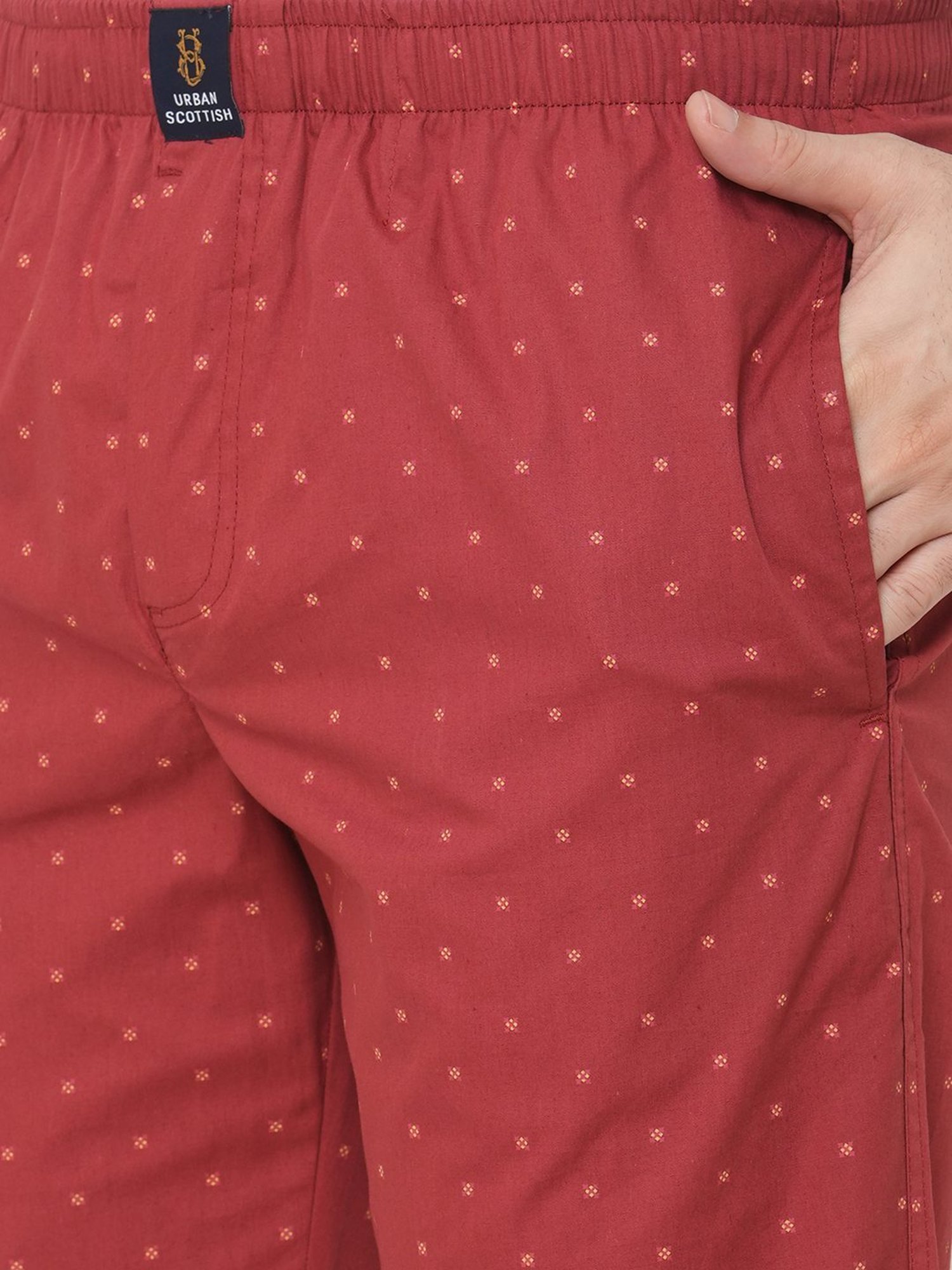 Urban Scottish Maroon Regular Fit Printed Nightwear Pyjamas