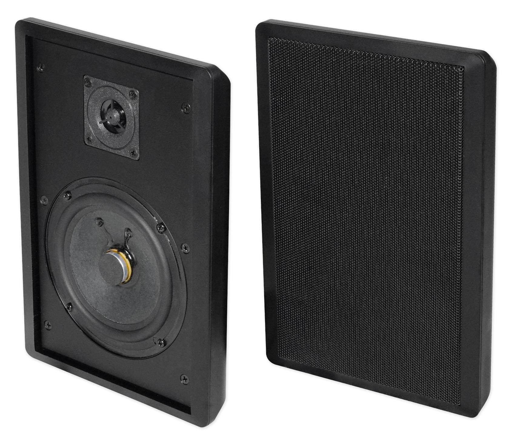 Pair Rockville RockSlim Black Front+Rear Surround Sound Shallow On-Wall Speakers