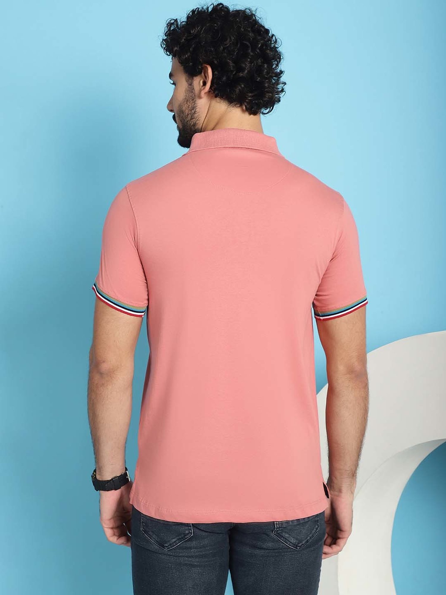 Venitian- Forbidden Clothing Pink Slim Fit Printed Polo T-Shirt