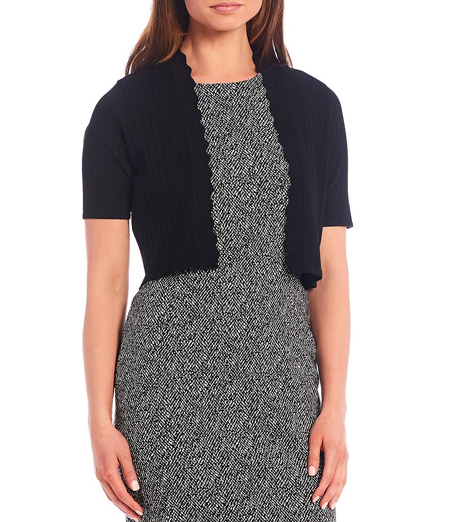 Alex Marie Rosa 3/4 Sleeve Button Front Round Neck Cardigan