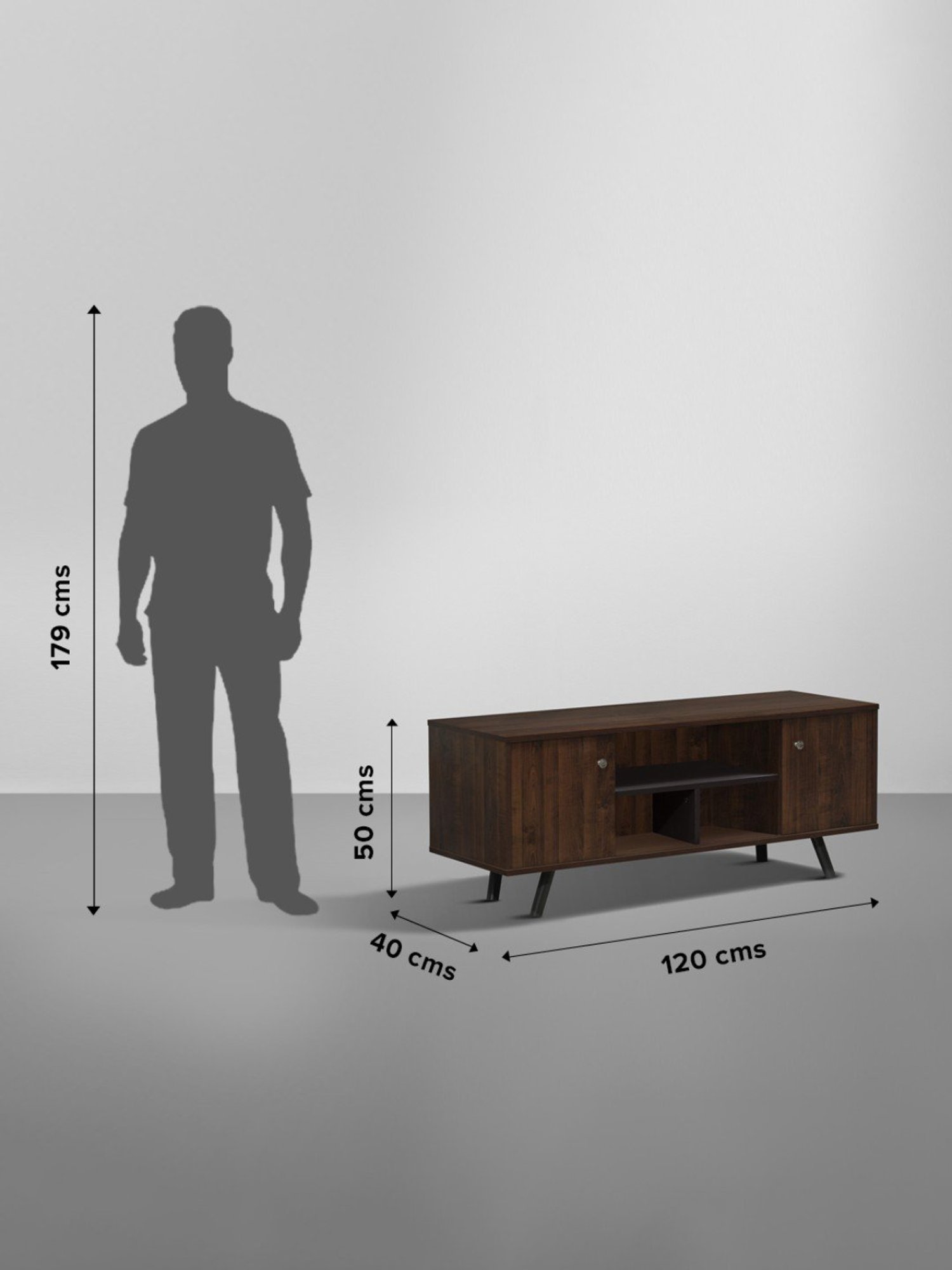 Sleepyhead Romcom Dark Brown & Slate Grey Engineered Wood TV Entertainment Unit