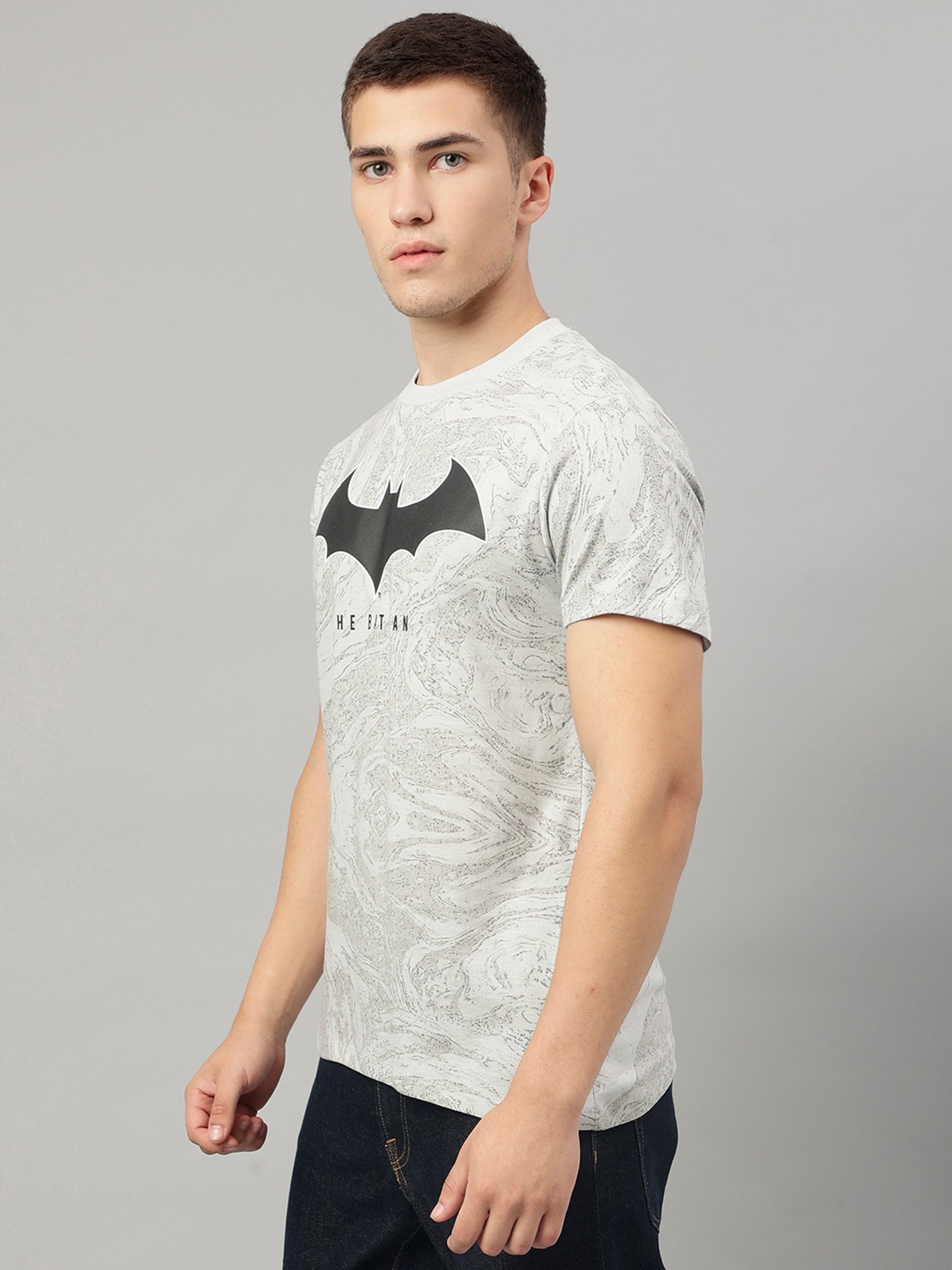 Free Authority Blue & Light Grey Regular Fit Dc Comics Printed Crew T-Shirt - Pack of 2