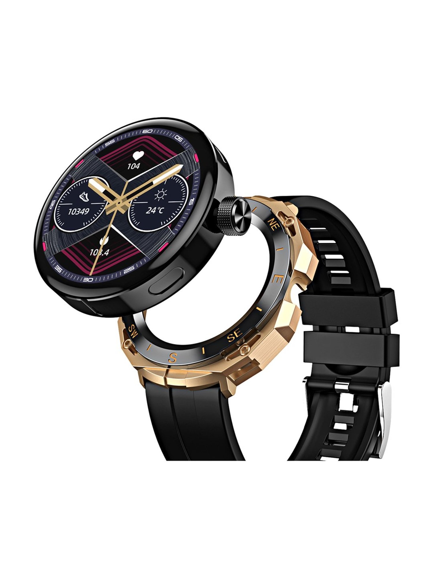 Minix Bond 1.32 inch Bluetooth Calling Smartwatch with 3 Interchangeable Watch Case & Strap (Black)