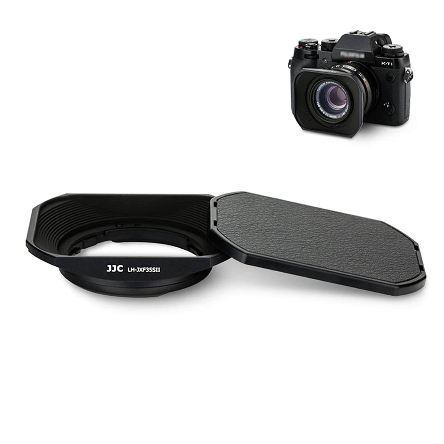 Camera Lens Hood JJC Bayonet Hood Shade for Fuji Fujifilm FUJINON XF 35mm F2 R WR & XF 23mm F2 R WR Lens Replaces Fujifilm LH-XF35-2 Hood with a Hood Cap -Black