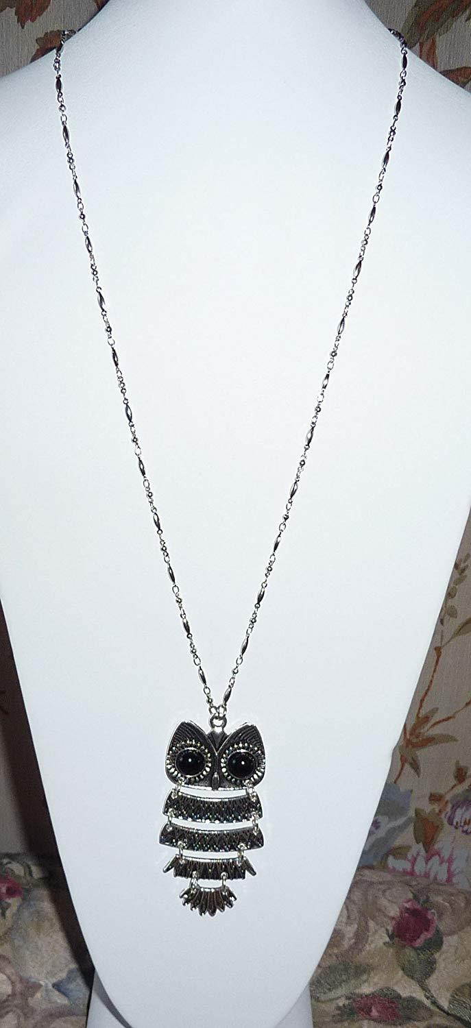 Owl Lanyard and Necklace 34" long, Women's Fashion Chain Lanyard, For Keys, Badge holder. (Silver - Magnetic Breakaway Clasp)