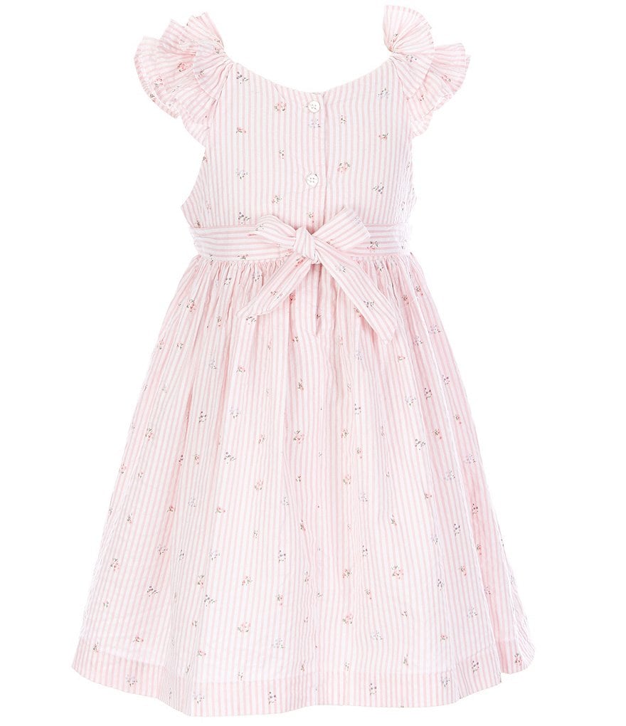 Laura Ashley Little Girls 2T-6X Ruffle-Sleeve Floral Seersucker Fit-And-Flare Dress