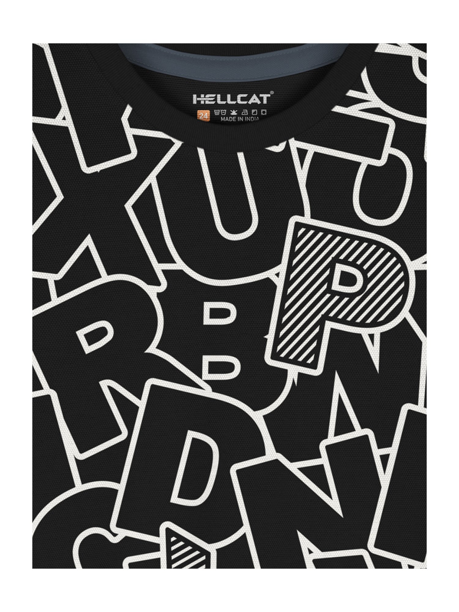 HELLCAT Kids Black & Beige Printed T-Shirt with Shorts