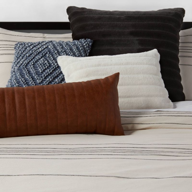 Euro Channeled Faux Fur Throw Pillow Black - Project 62™ + Nate Berkus™