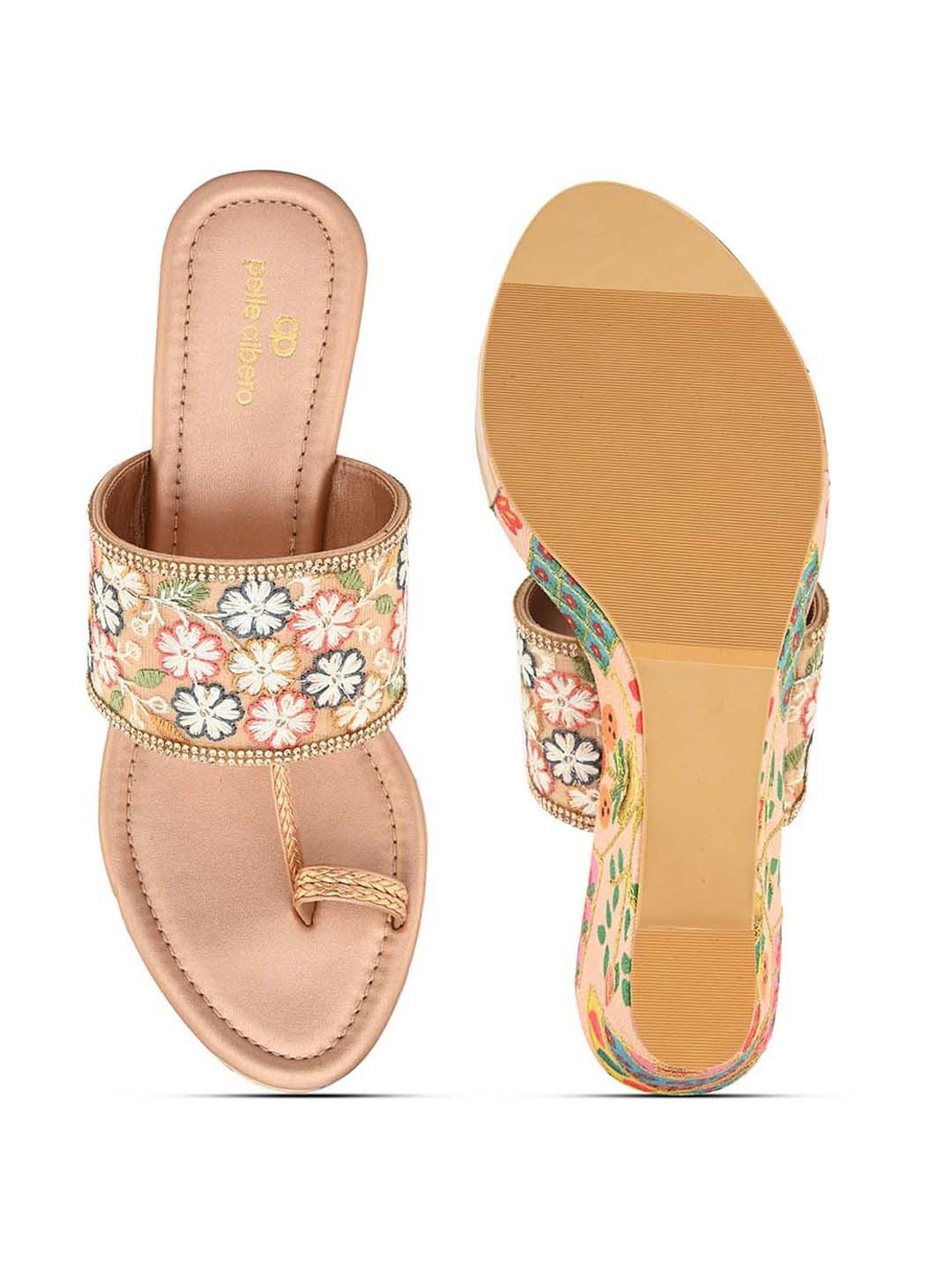 Pelle Albero Women's Rose Gold Toe Ring Sandals