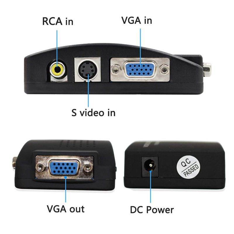 Wiistar AV S-Video Composite to VGA Video Converter Box for DVD DVR VCR Monitor