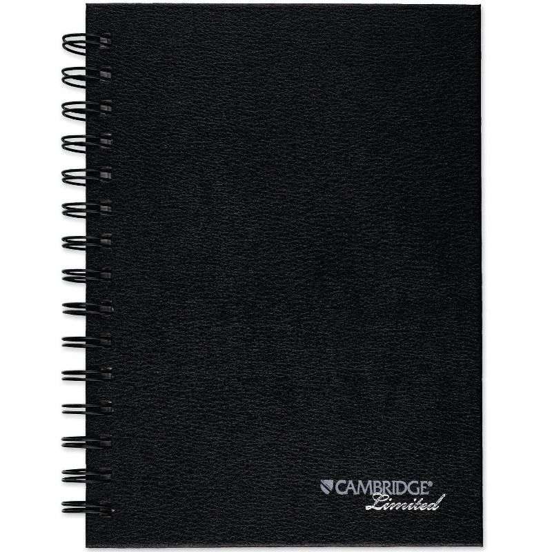 1 Subject Law Ruled Spiral Notebook 8"x 6.25" Solid Black- Cambridge