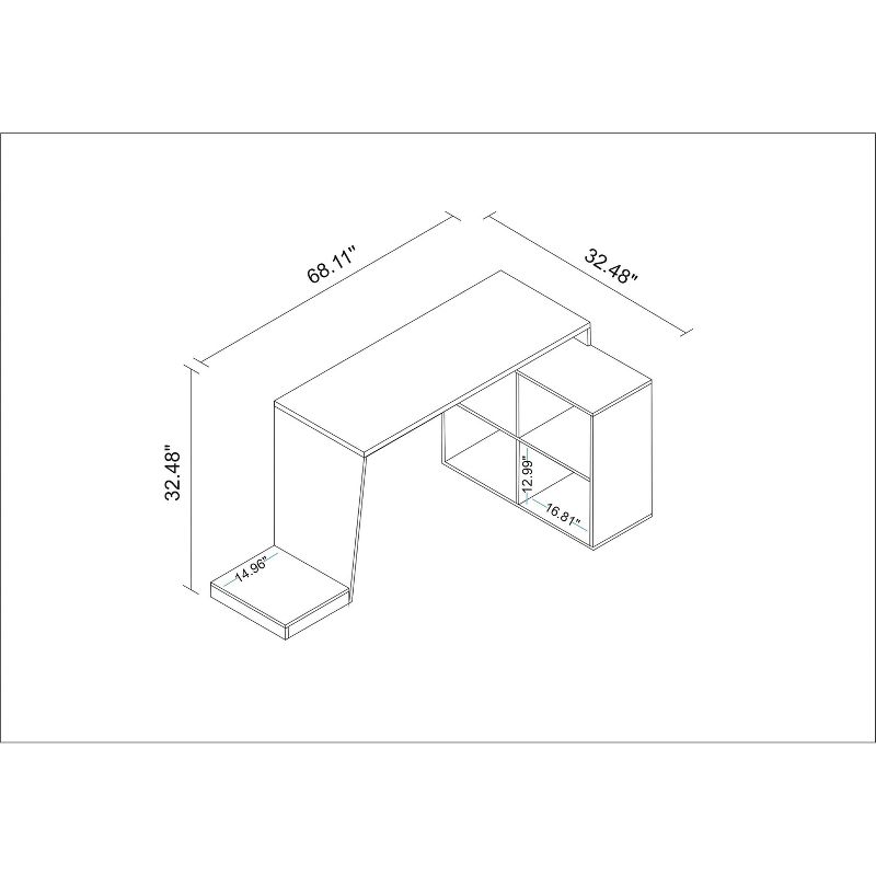 Randalls Gamer Desk 3.0 with 4 Shelves Black - Manhattan Comfort