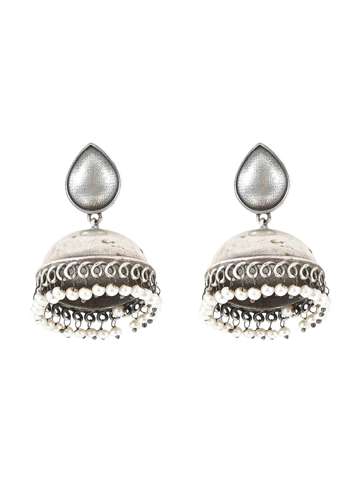 Teejh Ethnic Tara Silver Oxidized Jhumki Earrings