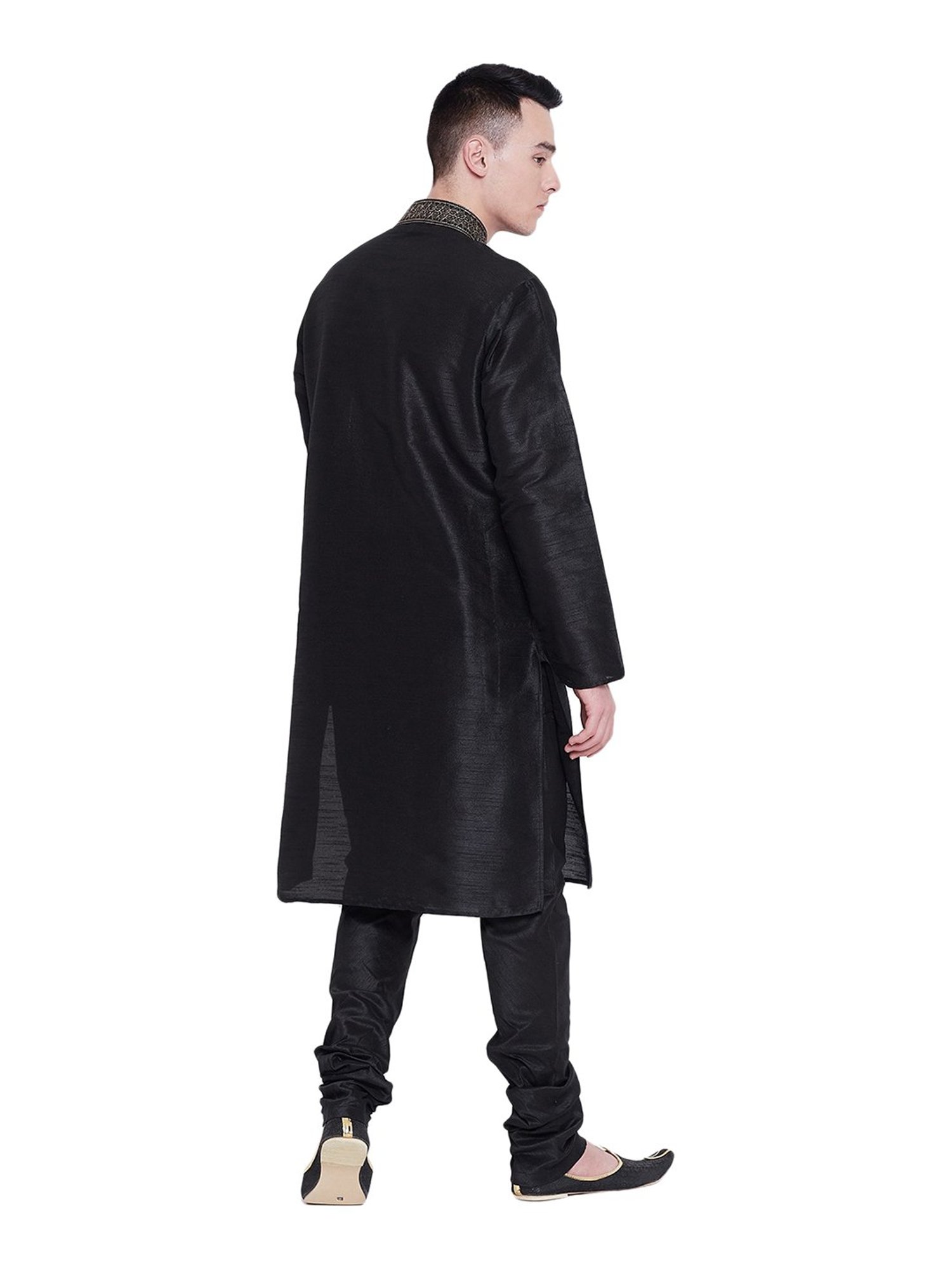 SG LEMAN Black Embroidered Kurta Bottom Set