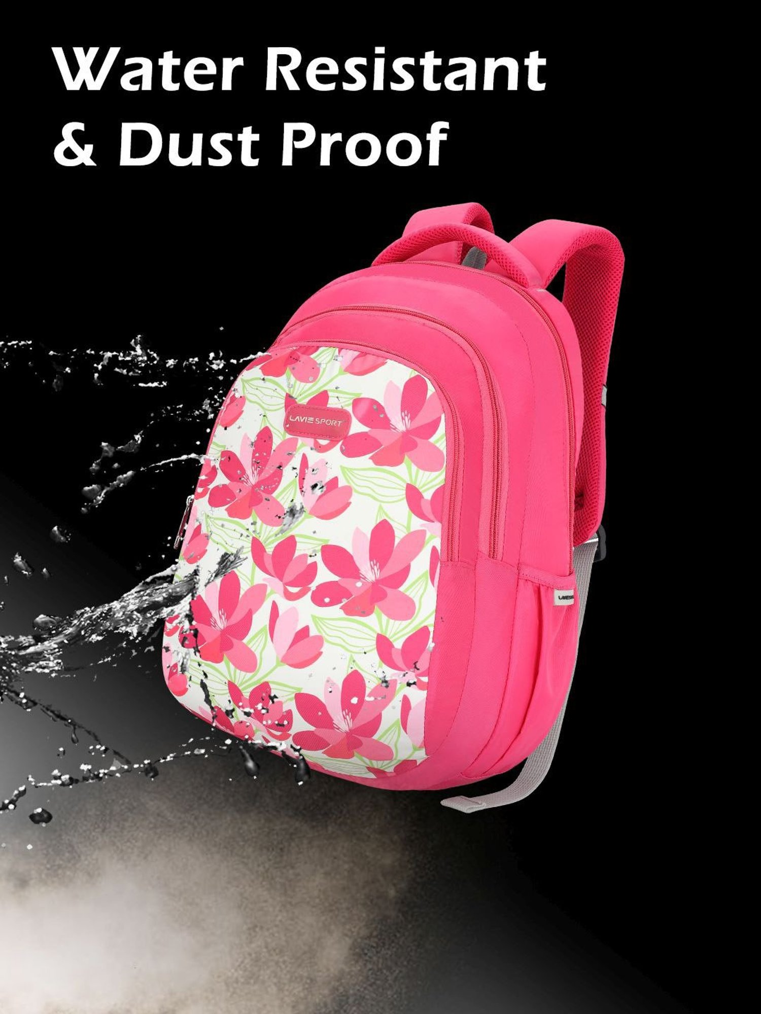 Lavie Sport Carolina Magenta Polyester Printed Laptop Backpack - 26 Ltrs