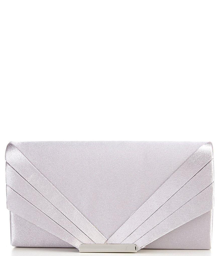 Kate Landry Satin Diagonal Pleat Flap Clutch