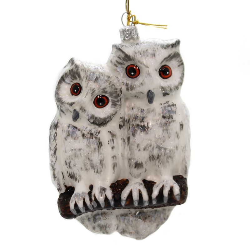 Holiday Ornaments 4.75" Two Owls Hand Painted  -  Tree Ornaments